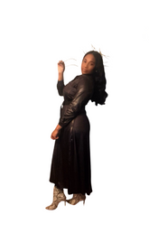 Wet-Like Leather Shirtdress