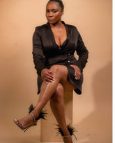 AdrianaPaige Mini Fitted Satin Blazer Dress