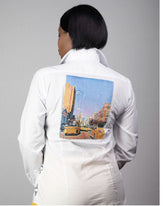 AdrianaPaige Graphic Button Down Shirts- White