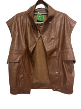 Brown Vegan Leather Moto Vest