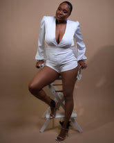 AdrianaPaige Satin Ballon Sleeve Blouse