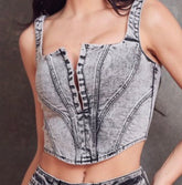 Acid Black Denim Corset