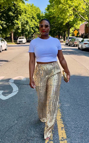 Sequins Wide Leg Pants