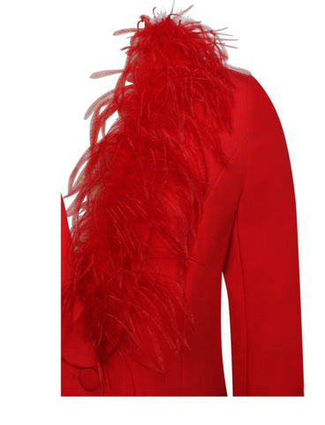 Feather Trim Blazer